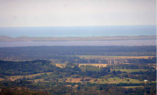 The view from Wolvi Mountain over Wolvi, Lake Cootharaba and the ocean, an area subject to possible coal mining exploration. The view from Wolvi Mountain over Wolvi, Lake Cootharaba and the ocean, an area subject to possible coal mining exploration.